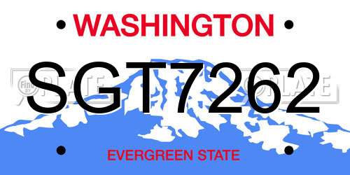 SGT7262 Washington License Plate