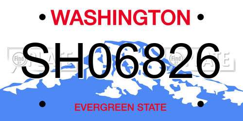 SH06826 Washington License Plate