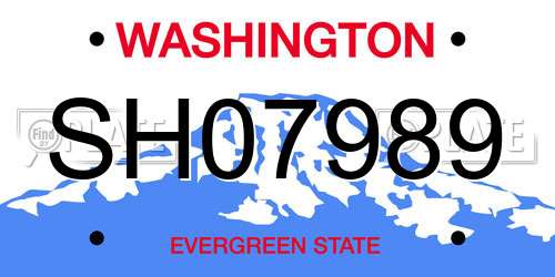 SH07989 Washington License Plate