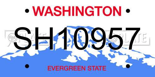 SH10957 Washington License Plate