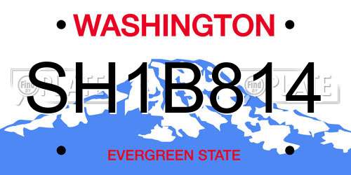 SH1B814 Washington License Plate