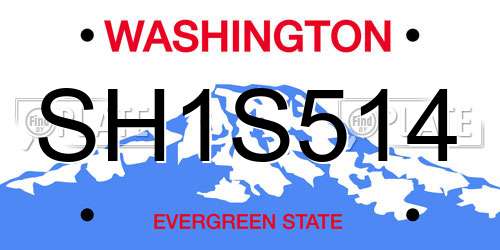 SH1S514 Washington License Plate