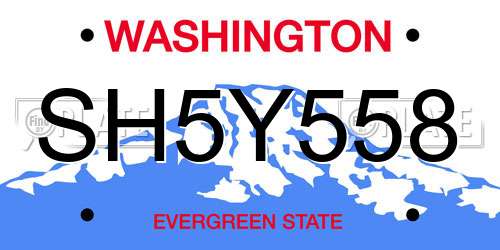SH5Y558 Washington License Plate