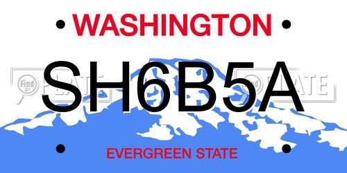 SH6B5A Washington License Plate