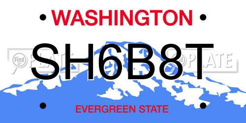 SH6B8T Washington License Plate