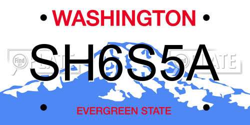 SH6S5A Washington License Plate