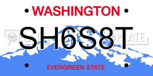 SH6S8T Washington License Plate