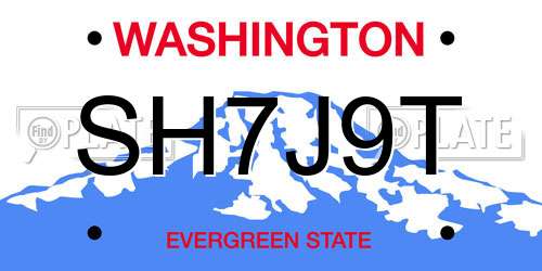 SH7J9T Washington License Plate