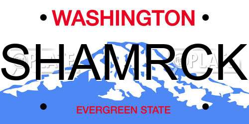 SHAMRCK Washington License Plate