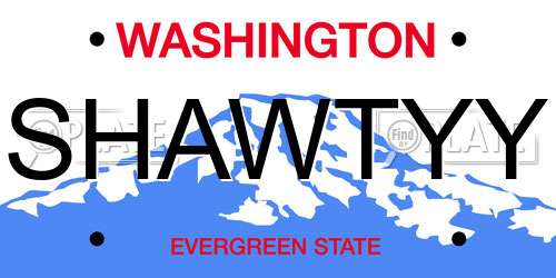 SHAWTYY Washington License Plate