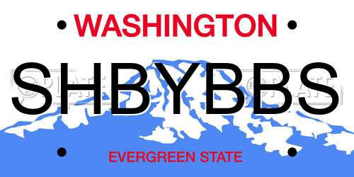 SHBYBBS Washington License Plate