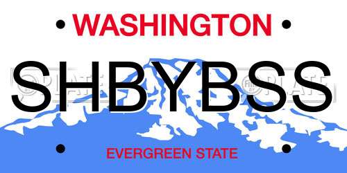 SHBYBSS Washington License Plate