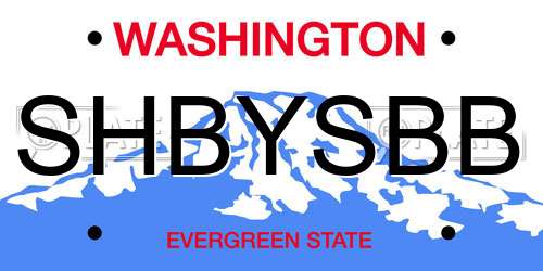 SHBYSBB Washington License Plate