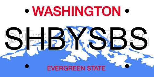 SHBYSBS Washington License Plate