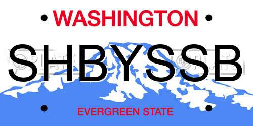 SHBYSSB Washington License Plate
