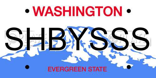 SHBYSSS Washington License Plate