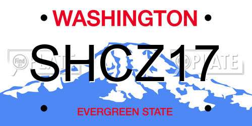 SHCZ17 Washington License Plate