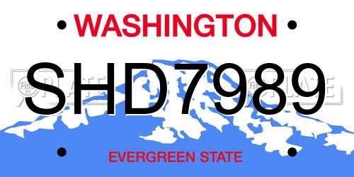 SHD7989 Washington License Plate