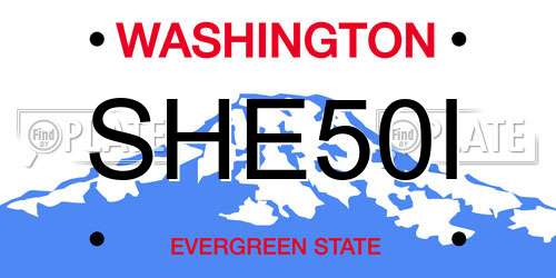 SHE50I Washington License Plate