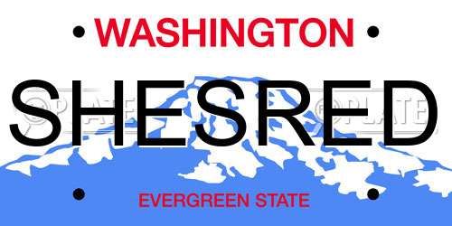SHESRED Washington License Plate