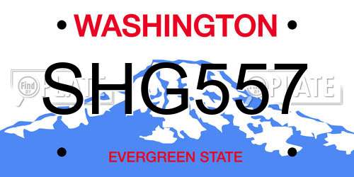 SHG557 Washington License Plate