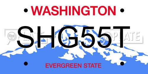 SHG55T Washington License Plate
