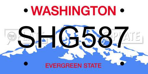 SHG587 Washington License Plate