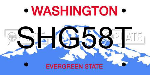 SHG58T Washington License Plate