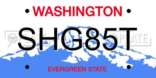 SHG85T Washington License Plate