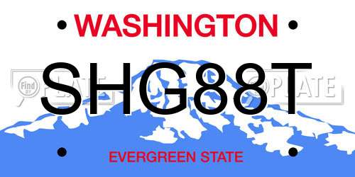 SHG88T Washington License Plate