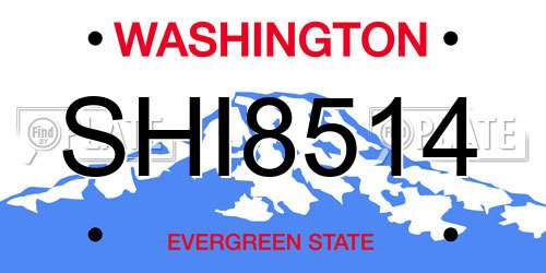 SHI8514 Washington License Plate
