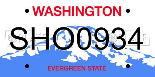 SHO0934 Washington License Plate
