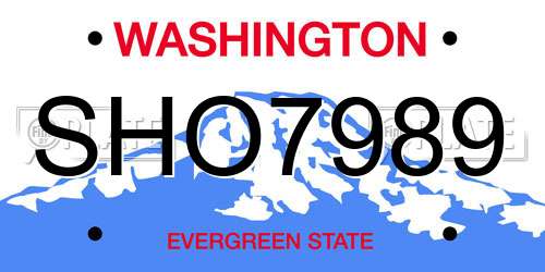 SHO7989 Washington License Plate