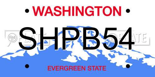 SHPB54 Washington License Plate