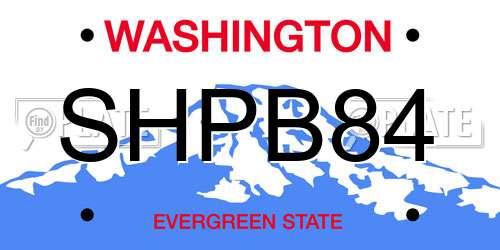 SHPB84 Washington License Plate
