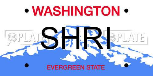 SHRI Washington License Plate