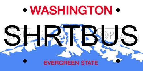 SHRTBUS Washington License Plate