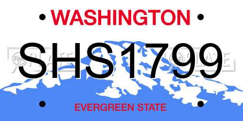 SHS1799 Washington License Plate