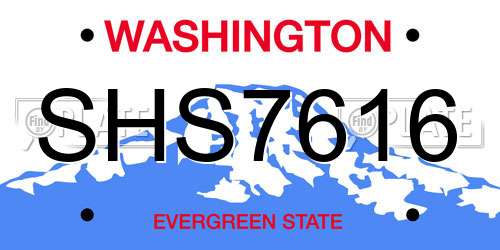 SHS7616 Washington License Plate