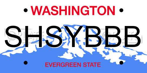 SHSYBBB Washington License Plate