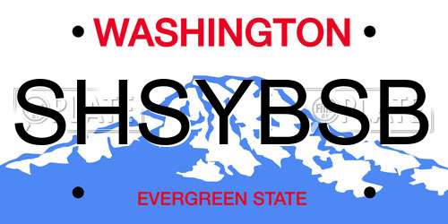 SHSYBSB Washington License Plate