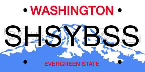 SHSYBSS Washington License Plate