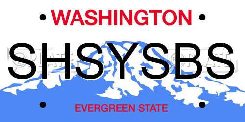 SHSYSBS Washington License Plate
