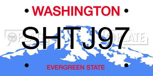 SHTJ97 Washington License Plate