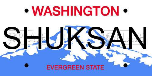 SHUKSAN Washington License Plate