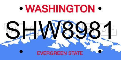 SHW8981 Washington License Plate