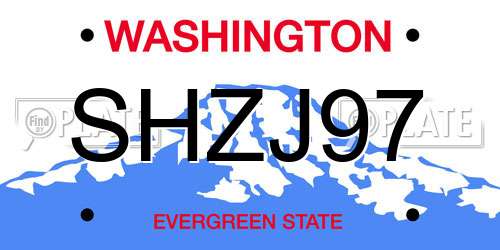 SHZJ97 Washington License Plate