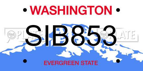 SIB853 Washington License Plate