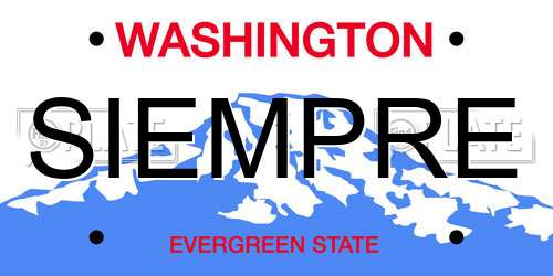 SIEMPRE Washington License Plate