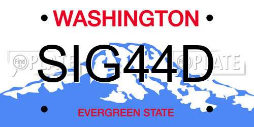 SIG44D Washington License Plate